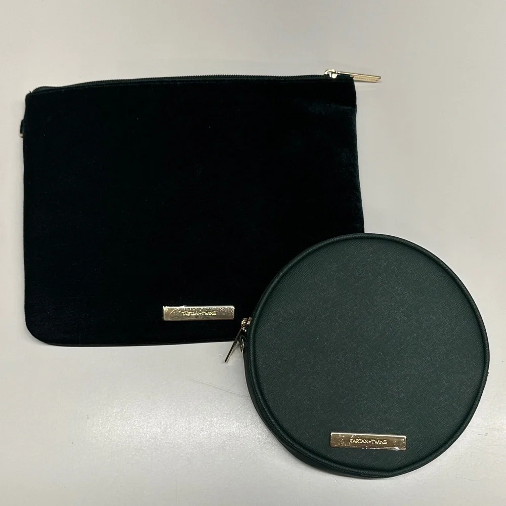 Tartan &‎ Twine Makeup Cosmetic Travel Bags Set of 2 Velvet Emerald Green New